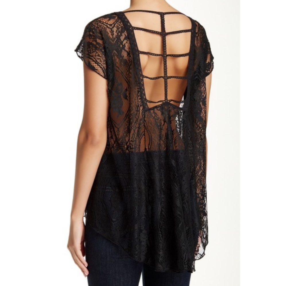 Free Press black lace top with cutout back